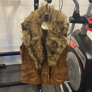 Anthropologie vest with removable fur